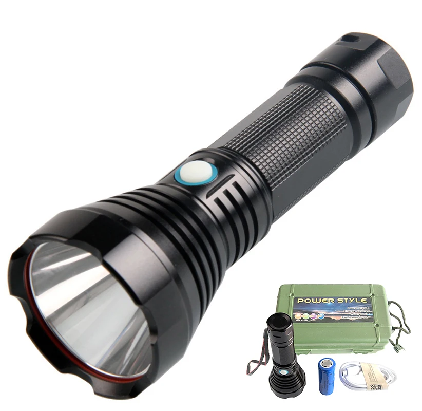 

New 2300 Lumens Flashlight CREE T40 Chip 20W Torch with 12000mAh 26650 Battery Gift Case Rechargeable Superbright Flashlight Set