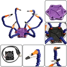RC Drone Motores Estação De Solda Terceira Mão Seis Braço Azul 6 Pcs Tubo de Junta Universal com Base de Liga De RC Câmera zangão