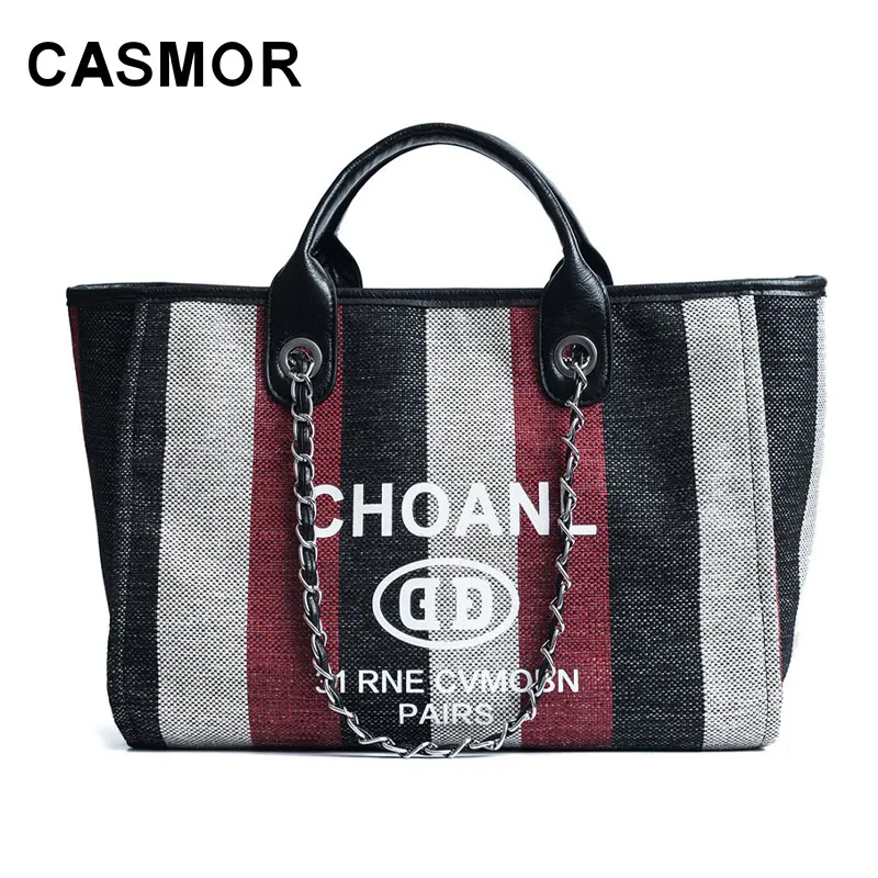 Casmor Women Canvas Shoulder Bag Designer Handbags Famous Brand Casmor Women Canvas Shoulder Bag Designer Handbags Famous Brand Striped Tote Luxury Fashion Leather Messenger Bags In Top Handle From Luggage