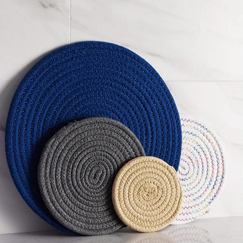 

11/18/30cm Round Non Slip Table Ramie Insulation Pad Solid Placemats Linen Table Mat Kitchen Accessories Decoration Home Pad