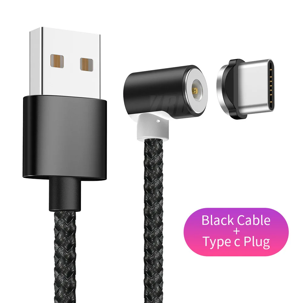 YBD 2 м 1 м l-тип Магнитный зарядный кабель Micro usb type C кабель для iPhone к USB шнур для iPhone Магнитный зарядный провод для iPhone X - Цвет: black type-c cable