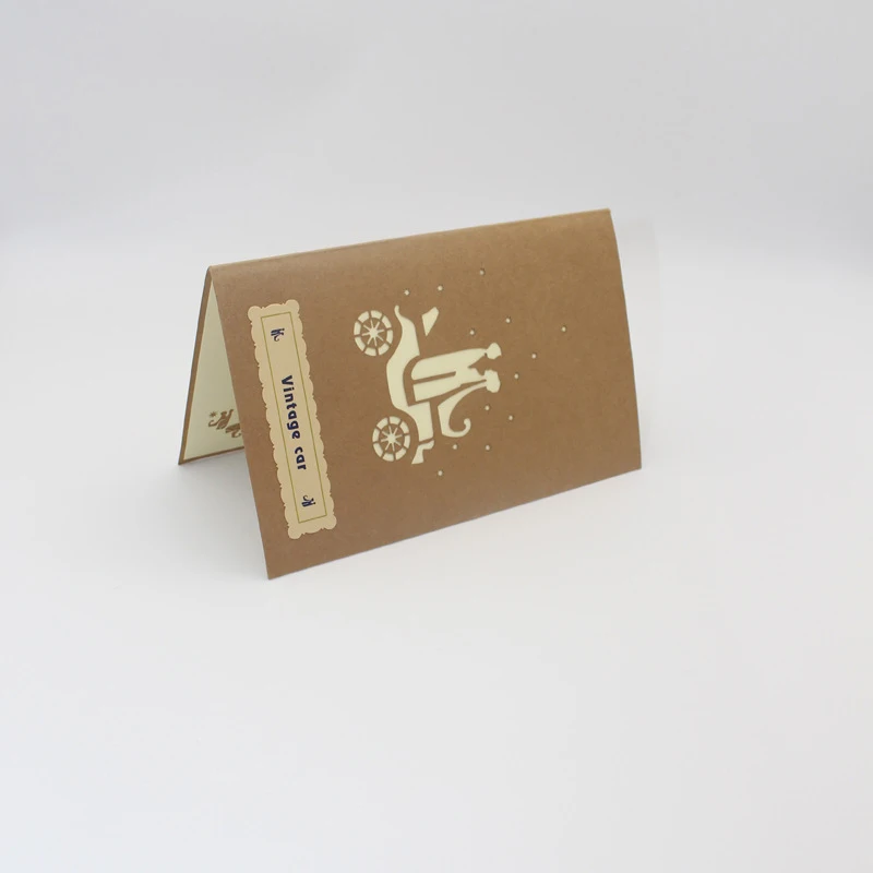 3D laser cut Bride Groom Retro old car Paper Wedding Invitation Greeting Cards + Envelope Engagemen - 32892343641