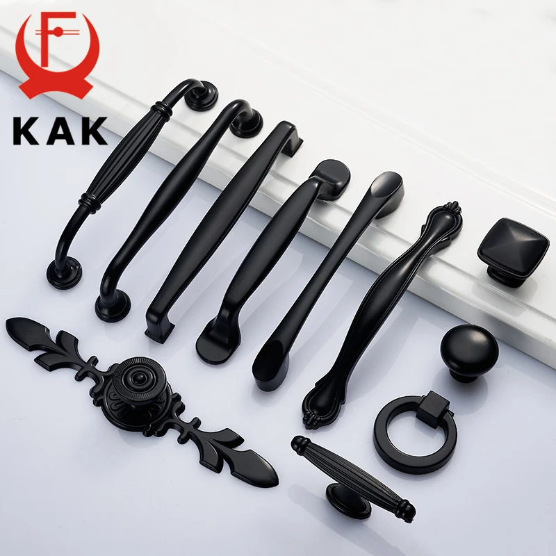 KAK Zinc Alloy Black Cabinet Handles American style ...