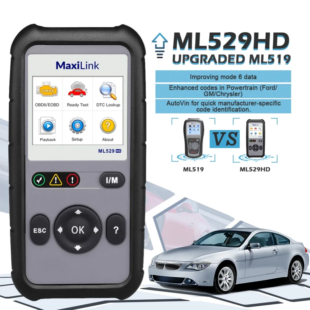 US $118.29 Autel Maxilink Ml529hd Scan Tool Enhanced Mode 6 Obd2 Auto Code Reader Heavy Duty Diagnostic Tool Utilizing SaeJ1939 SaeJ1708