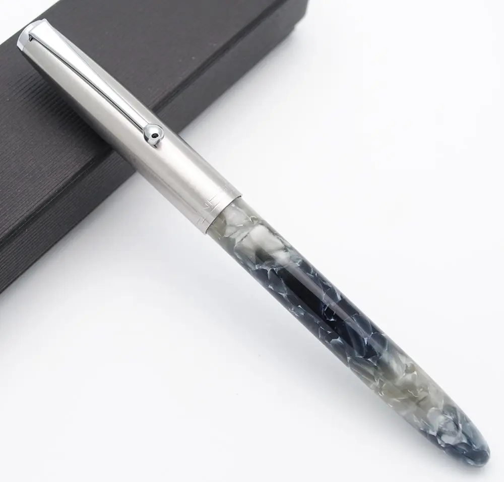 JINHAO 51A целлюлоидная акриловая авторучка стальная крышка Фирменная Новинка 0,38 мм чернильная ручка - Цвет: Gray Marble