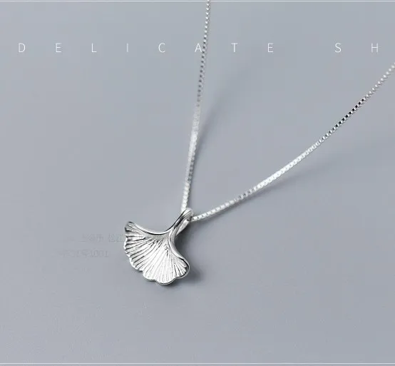 Модные 925 стерлингового серебра листок гинкго билоба ожерелья с подвесками для женщин длинноцепочечный котел ожерелье воротник
