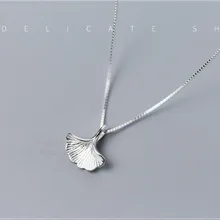 Модные 925 стерлингового серебра листок гинкго билоба ожерелья с подвесками для женщин длинноцепочечный котел ожерелье воротник