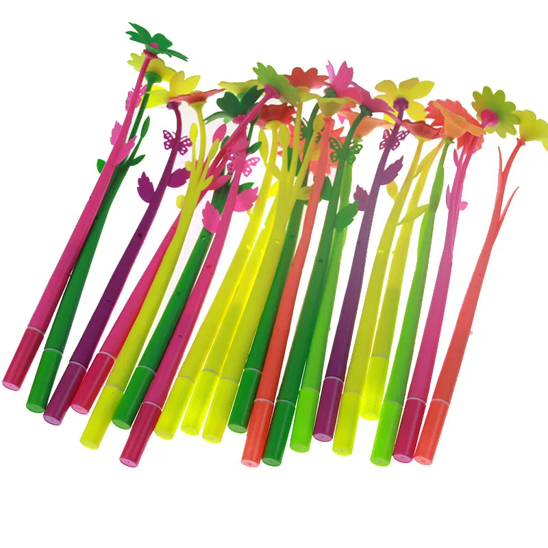 

20pcs Many Fashion Spicy Creative Stationery Sweet Lucky Bloom Plant Floral Pattern Handle Ballpoint Pen Stationery