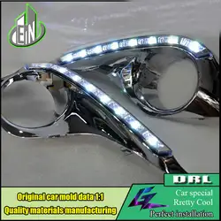 Стайлинга автомобилей LED DRL для Toyota Highlander 2012 2014 автомобилей светодиодные дневные Бег противотуманная Рамки Авто день дальнего лампы ДРЛ