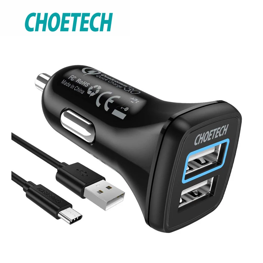 

CHOETECH Car Charger For iPhone X XS Max 8 8 Plus QC 3.0 30W Dual USB Car Charger For Samsung Galaxy S9 S8 Plus S7 Note 8