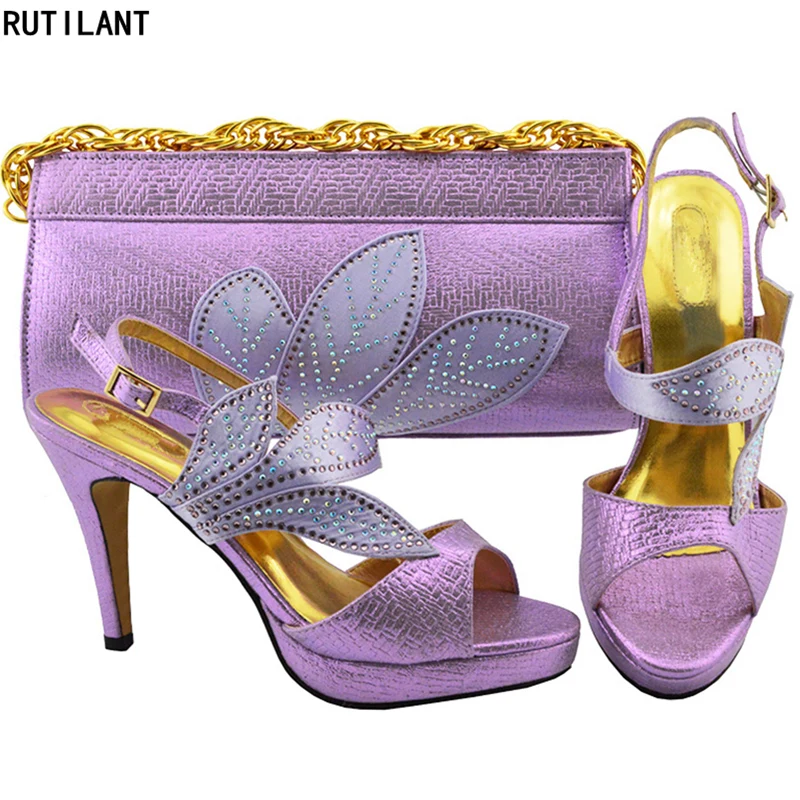 

Latest Italian Shoes with Matching Bags for Wedding Italy Matching Shoes and Bag Set Decorated with Rhinestone Nigerian Shoes