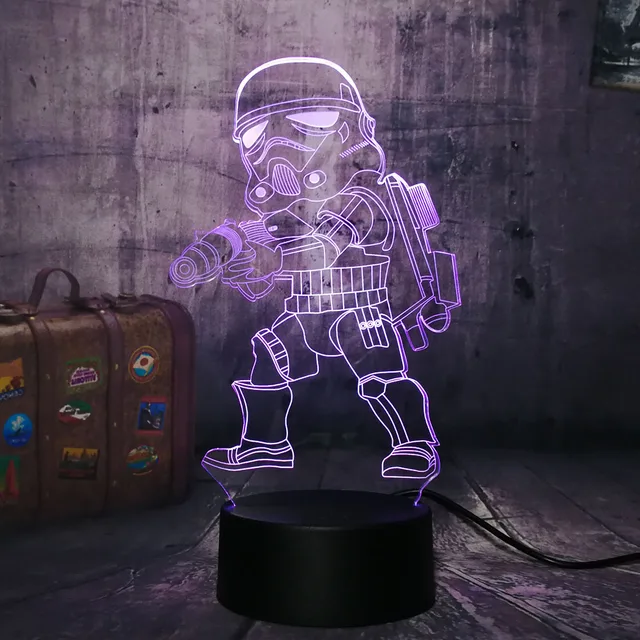 Nuevo Star Wars Imperial Stormtroope luz de noche LED 3D 7 colores Chang Tbale lámpara de escritorio decoración del hogar vacaciones chico chicos regalo de Navidad - Imagen 4