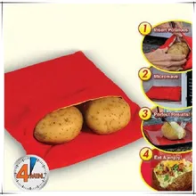 Дизайн мини красный моющийся мешок для запекания запеченного картофеля для приготовления в микроволновой печи картофеля быстро(повара 4 картофеля сразу