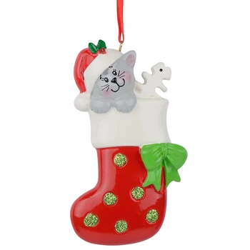 

Resin Glossy Kitty Stocking Personalized Christmas Ornaments Used For Holiday Keepsake Gifts and Home Decor