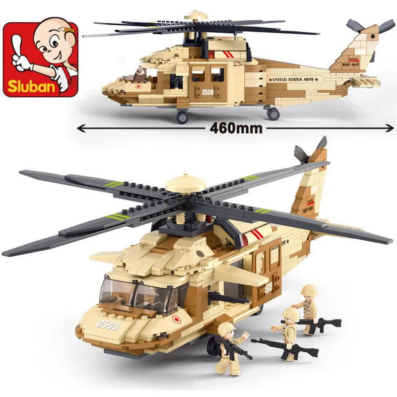 UH-60L Black Hawk Helicopter Retail Sluban M38-B0509 Certified Product 439PCS Building Blocks Learning Education Kid Toys