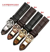Nuevo estilo 18 mm 19 mm 20 mm 21 mm 22 mm nueva negro marrón cuero genuino correa de reloj correa de la venda pulseras con hilo blanco