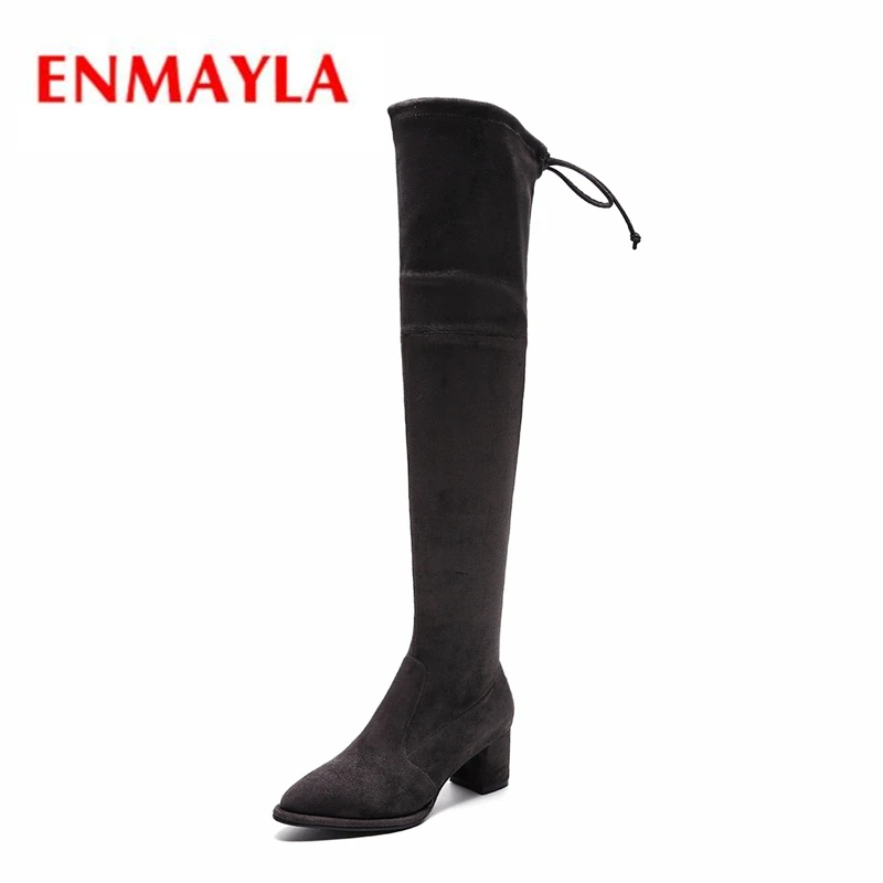

ENMAYLA Zapatos De Mujer Winter Boots Women Zip Over-the-Knee Pointed Toe Women Shoes Size 34-42 ZYL1414