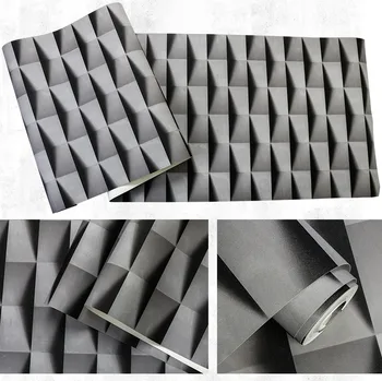 

3D Grey Geometrical Pattern Mural Wallpaper Waterproof Wall Background for Living Room PVC Wall Paper Roll Stereoscopic Look