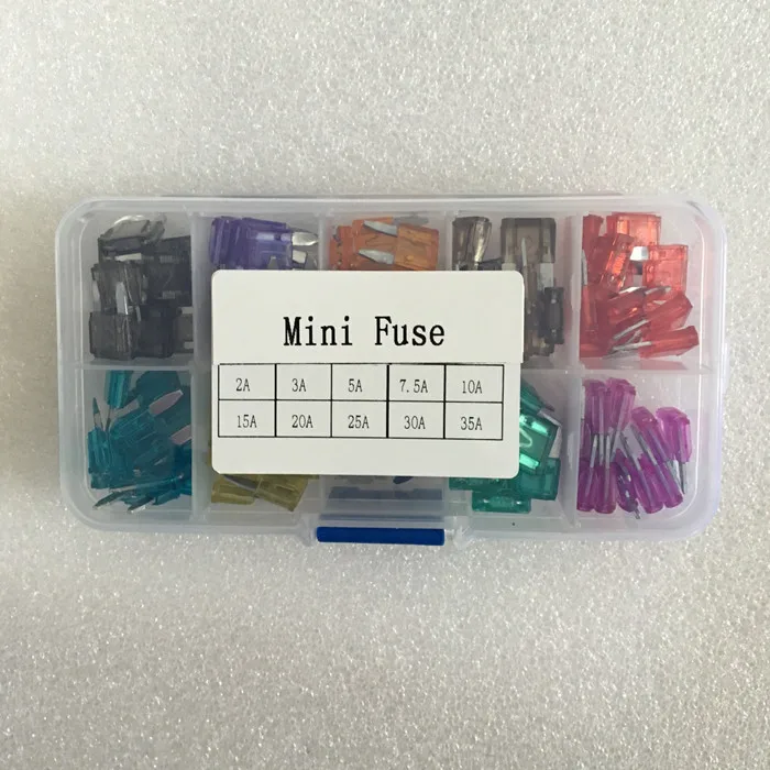 

100Pcs/Lot MINI Blade Fuse Assortment Auto Car Motorcycle SUV FUSES Kit APM ATM 2A 3A 5A 7.5A 10A 15A 20A 25A 30A 35A+BoX