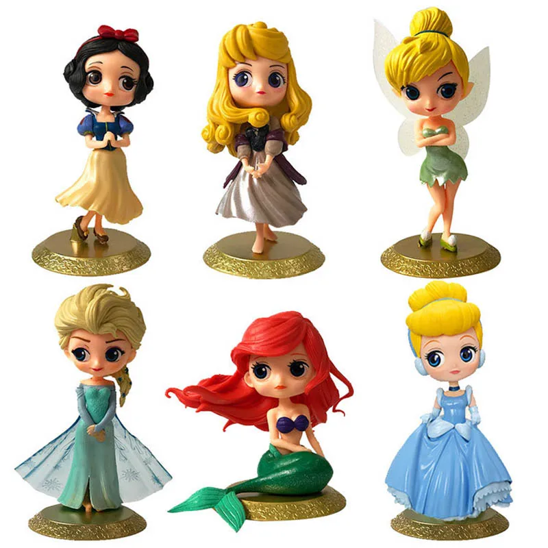 Disney Action Toy Figures 11-14CM Frozen Princess series hand-made toy mermaid snow white ornaments model Toys for children
