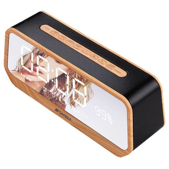 

FM Radio Alarm Clock LED Display Mirrror Alarm Clocks Portable Wireless Bluetooth Digital Clock Stereo Subwoofer Music Player