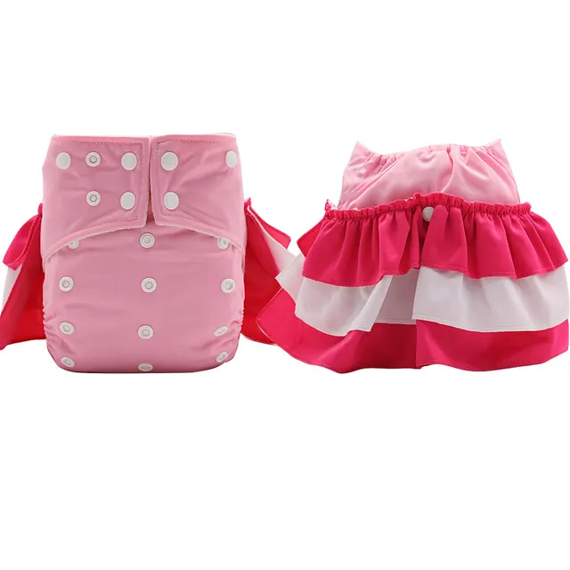 Elinfant 1 pcs reusable os girl skirt baby nappy bamboo hemp night time AIO baby washable cloth