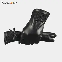 KANCOOLD перчатки Модные женские черные кожаные перчатки Осень Зима теплые кружевные варежки высокое качество кожаные перчатки женские 2018NOV29