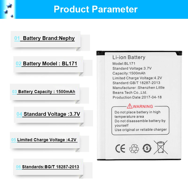 Новый Nephy оригинальный BL171 Для Lenovo A356 A368 A390 A376 A370E A500 A60 A65 A319 BL 171 1500 мАч|Аккумуляторы