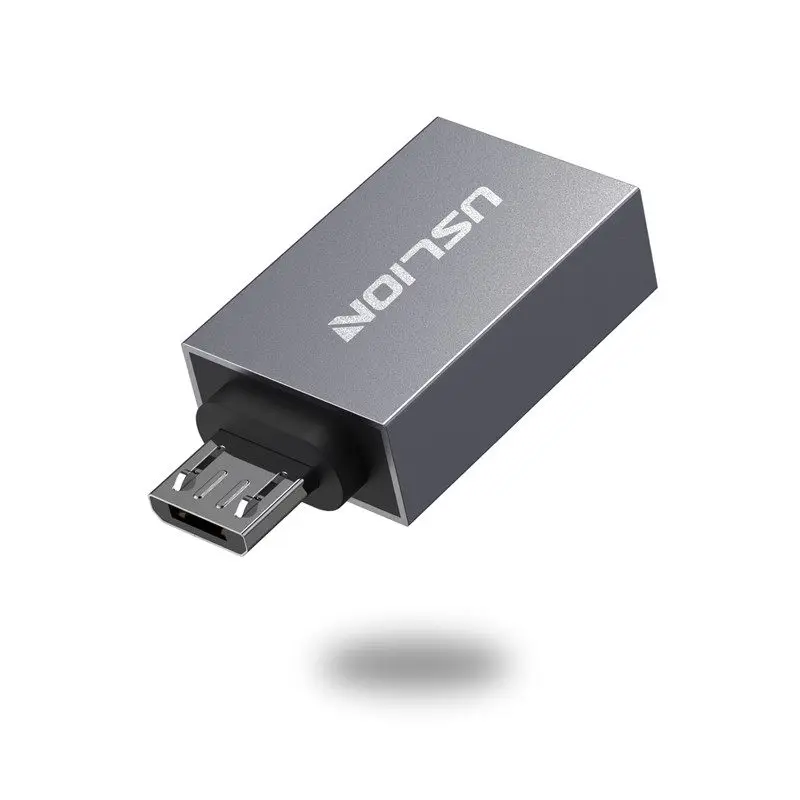 USLION OTG Micro USB адаптер OTG Micro USB к USB 3,0 конвертер кабель для передачи данных для телефона Android Мини адаптер для samsung Xiaomi - Цвет: Серый