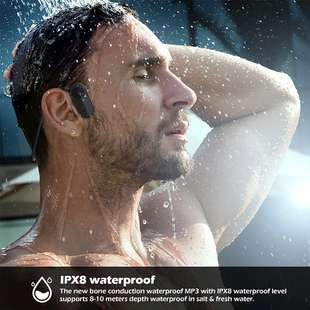 Водонепроницаемая IPX8 костная проводимость MP3 музыкальный плеер Спортивная