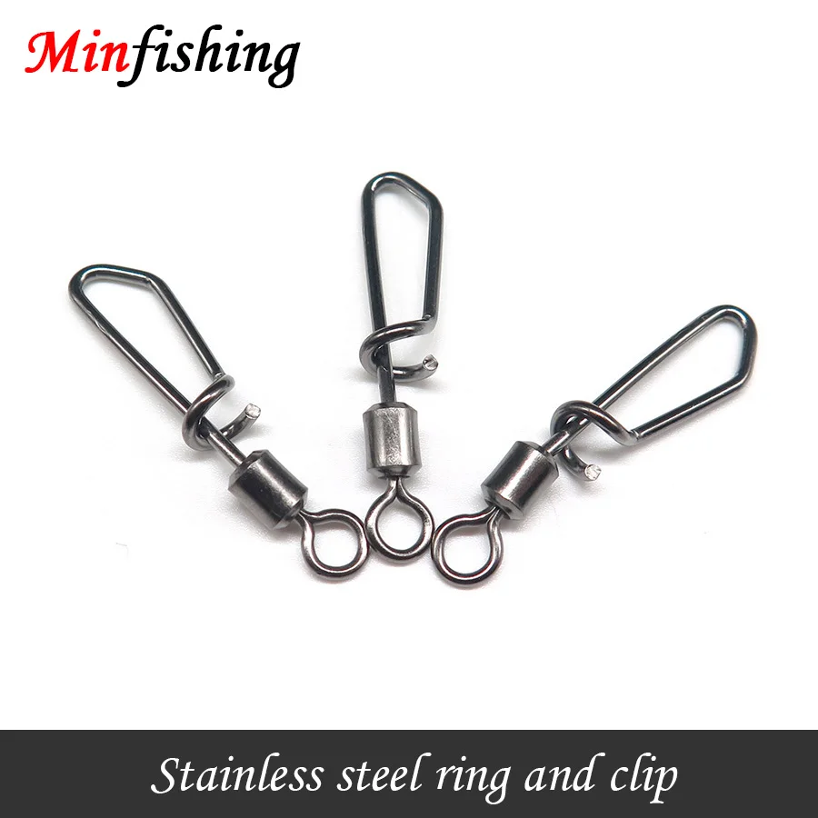 Minfishing 50 pcs Rolling Swivel Snap Stainless Steel Fishing Snap