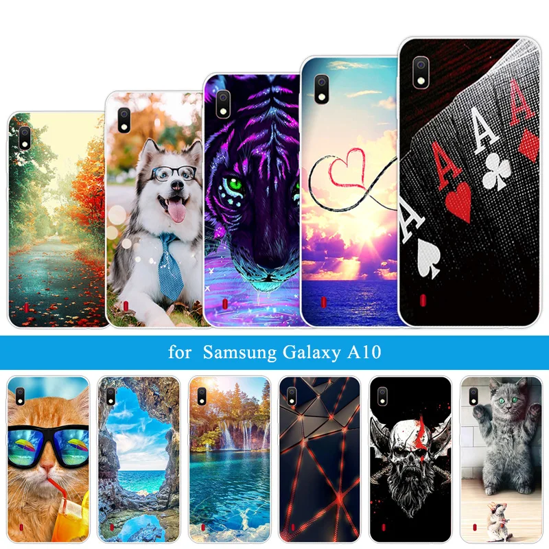 for Samsung Galaxy A10 SM-105 Shell Transparent Slim Silicone Cover A105 A105F Flexible Cases Pattern Soft TPU Coque | Мобильные