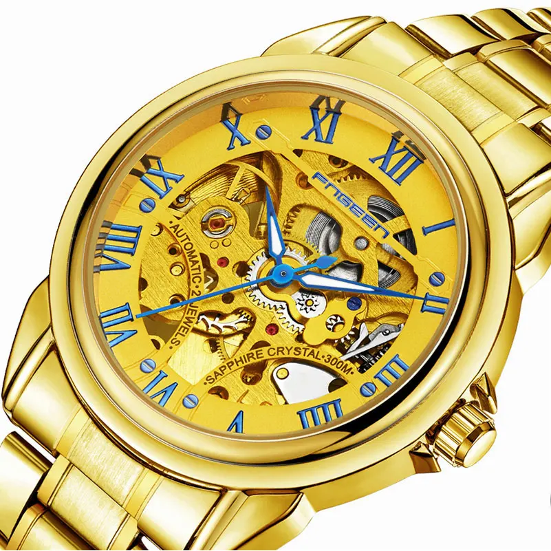 Automatic Mechanical Watch Brand Top Golden Luxury Business Skeleton