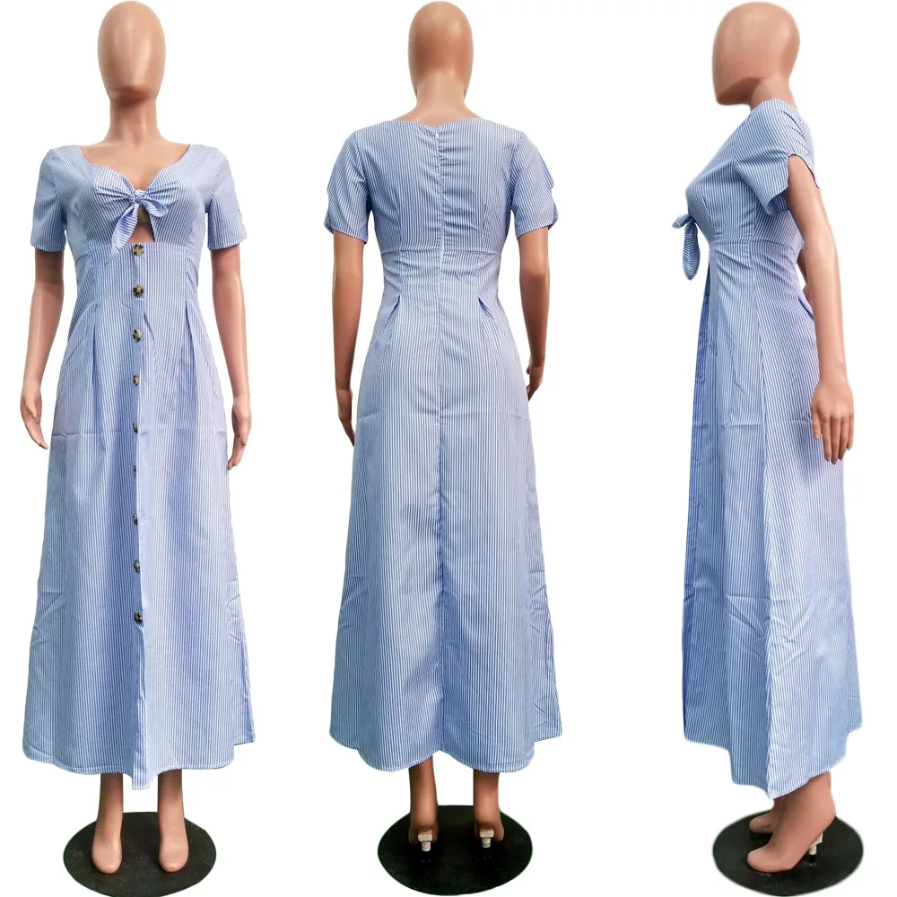 Женское платье в полоску с завязками на плечах, v-образным вырезом, коротким рукавом, высокой талией, большие качели, макси, Пляжное богемное модное платье S3538