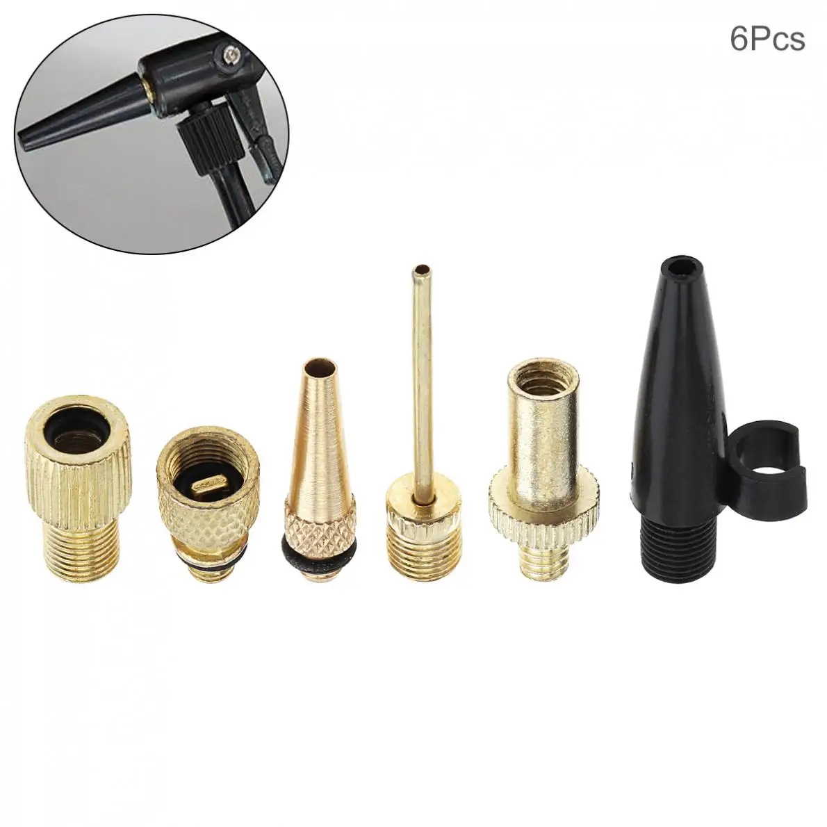 

6pcs/set Pump Adaptor Kit Valve Connector Football Airbed for Bicycle Tyres Most Inflatable Ball for Bicycle Tyres Kit