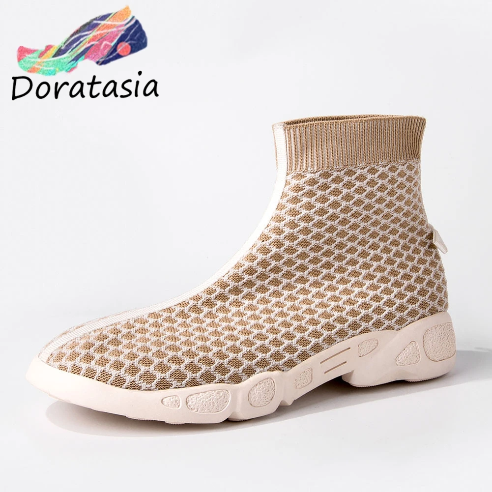 

DORATASIA New Brand Same Style Stretch Booties Women 2019 Autumn Soft Light Ankle Boots Leather Lining Sneakers Shoes Woman