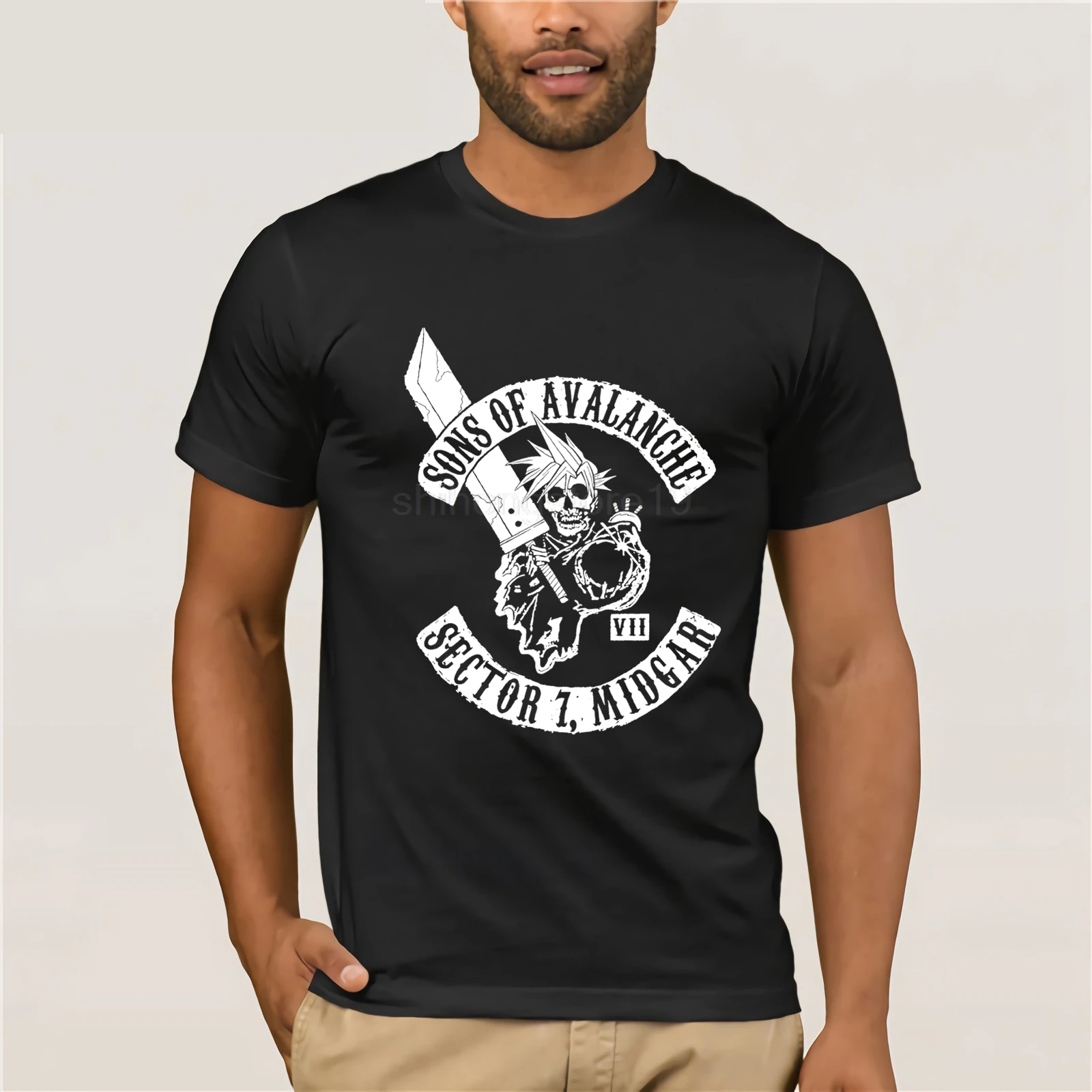 

Cheap Mens Graphic T Shirts Crew Neck Short-Sleeve Top Son's Of Avalanche T-Shirt Final Fantasy Vii Tee T Shirt For Men