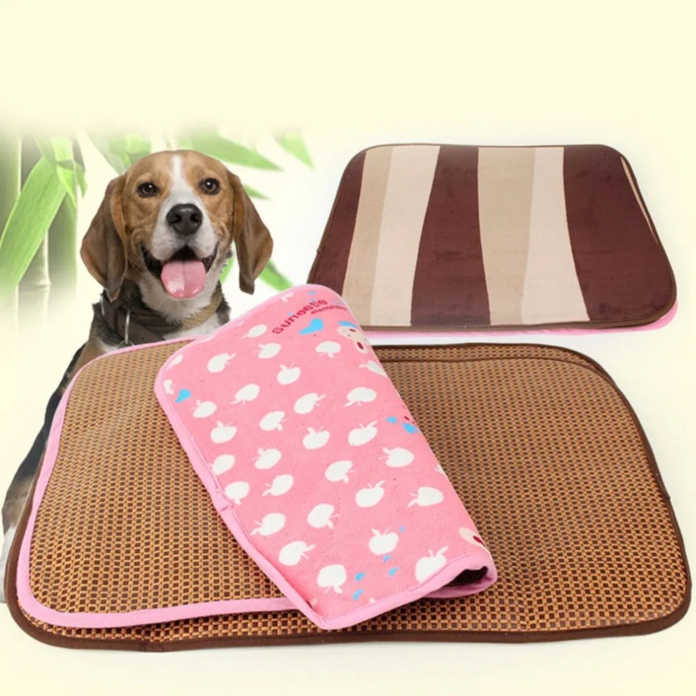 Universal Pet Dog Cooling ice silk mat Four seasons straw Sleeping