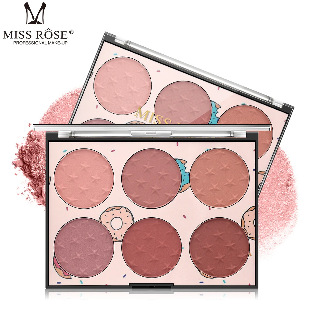 6 Colors Natural Blush Makeup Blush Palette Long-lasting Transparent Window Skin-friendly Rouge Makeup Box Blush TSLM1