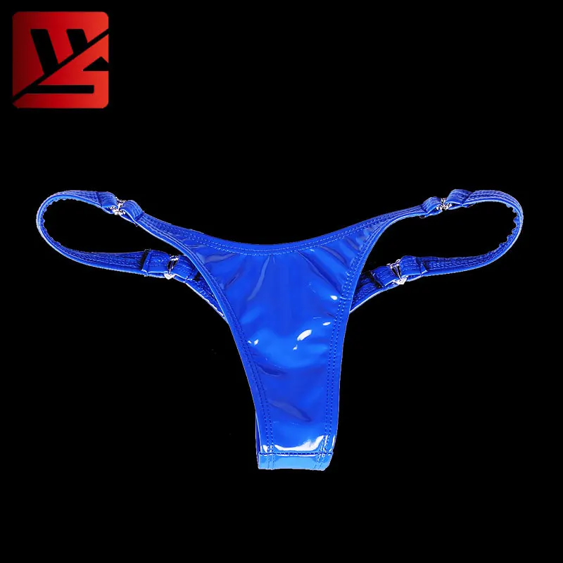 

MEISE Plus Size Faux Leather Low-Rise G-string Panties Hollow Out PVC Shiny G-string Micro Thong Women T-Back Erotic Lingerie