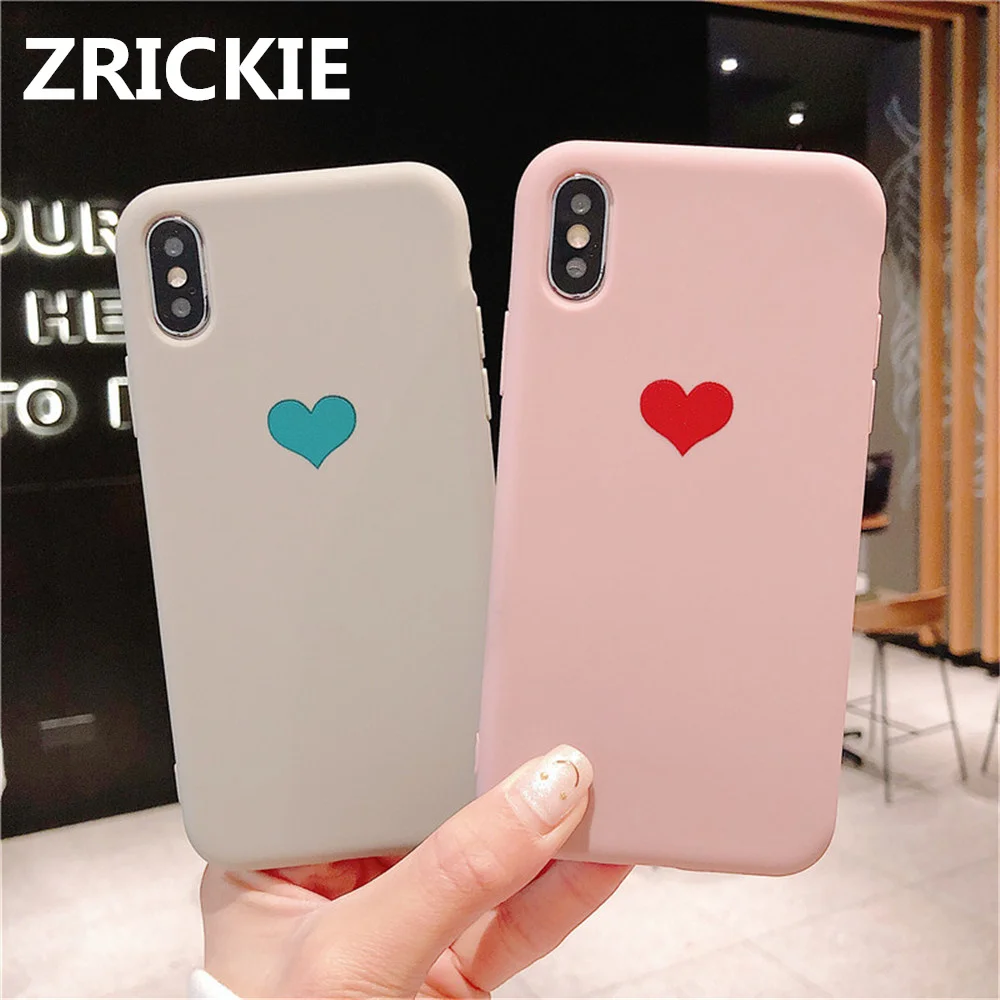 

ZRICKIE Silicone Case for iPhone X XR XS Max Cute Love Heart Pattern Soft Back Cover for iPhone 6 6S 7 8 Plus Silicone Fundas