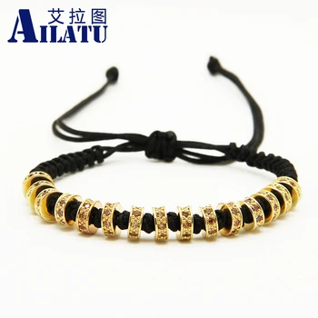 

Ailatu New Fashion Men & Women Jewelry, High Quality Weaving Haute Wheel Fastness Champagne Cz Braided Macrame Bracelets