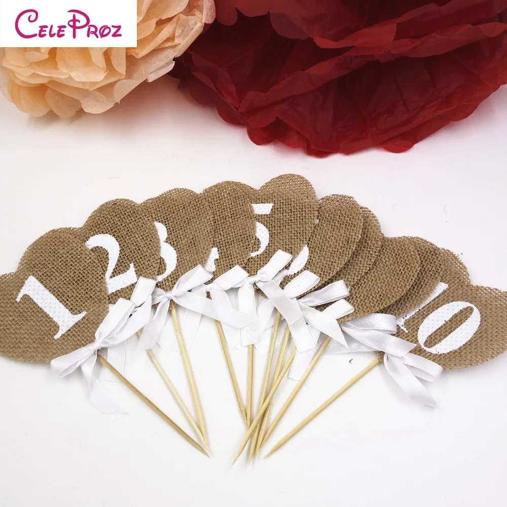

1-20 Burlap Table Number Sign Wedding Party Jute Rustic Direction Signs Wedding Table Number Tags Table Centerpiece Party Supply