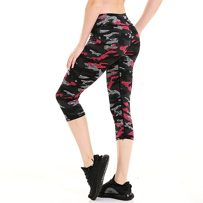 Women's Summer Casual Stretch Capris Pants Camouflage Printed ...