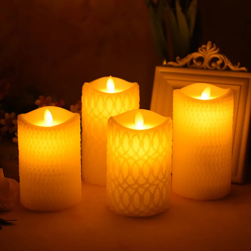 Flameless LED Wax Candle Warm Flickering Light Pillar Battery Operated