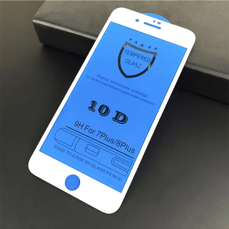 10D полное покрытие закаленное стекло протектор экрана для iPhone 6 6s 7 8 Plus X XR XS Max