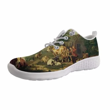 

2019 New Spring Outdoor Wading Shoes holes on bottom Female Lace up Sneaker Light Shoe Artist Painting Print Meindert Hobbema
