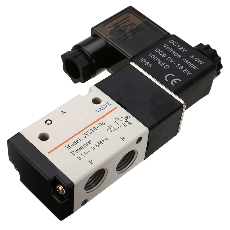 DC12V 1/4'' 3 Way 2 Position Pneumatic Solenoid Valve Electric Solenoid Valve for Water Air Gas