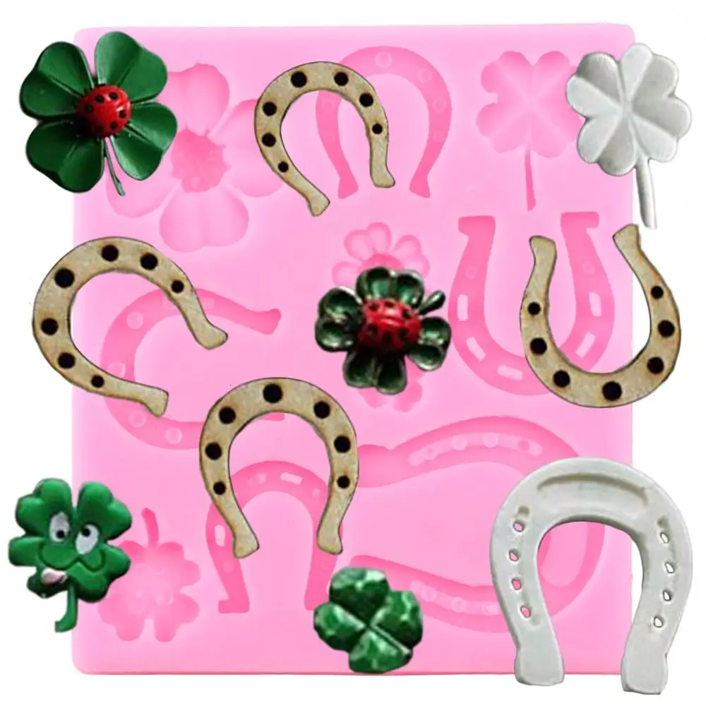 

Horse Shoe Silicone Molds Clover Ladybug Cupcake Topper Fondant Cake Decorating Tools Fimo Clay Candy Chocolate Gumpaste Moulds