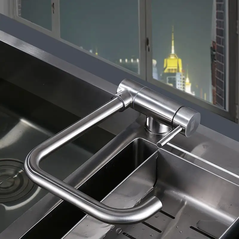 BECOLA Stainless Steel Kitchen Faucet Lead-free Folding Mixer 360 Degree Swivel Single Handle Nickel Kitchen Sink Taps